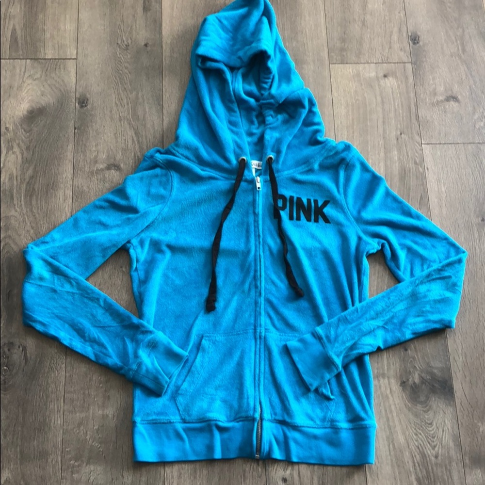 VS Pink terry cloth Blue Hoody XS